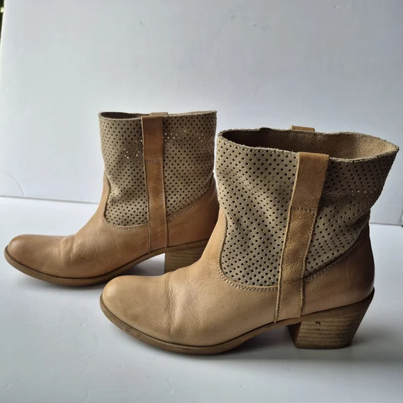 Joe Sanchez Tan Ankle Booties, Suede and Leather Sz 38,western Cowgirl - Picture 4 of 16